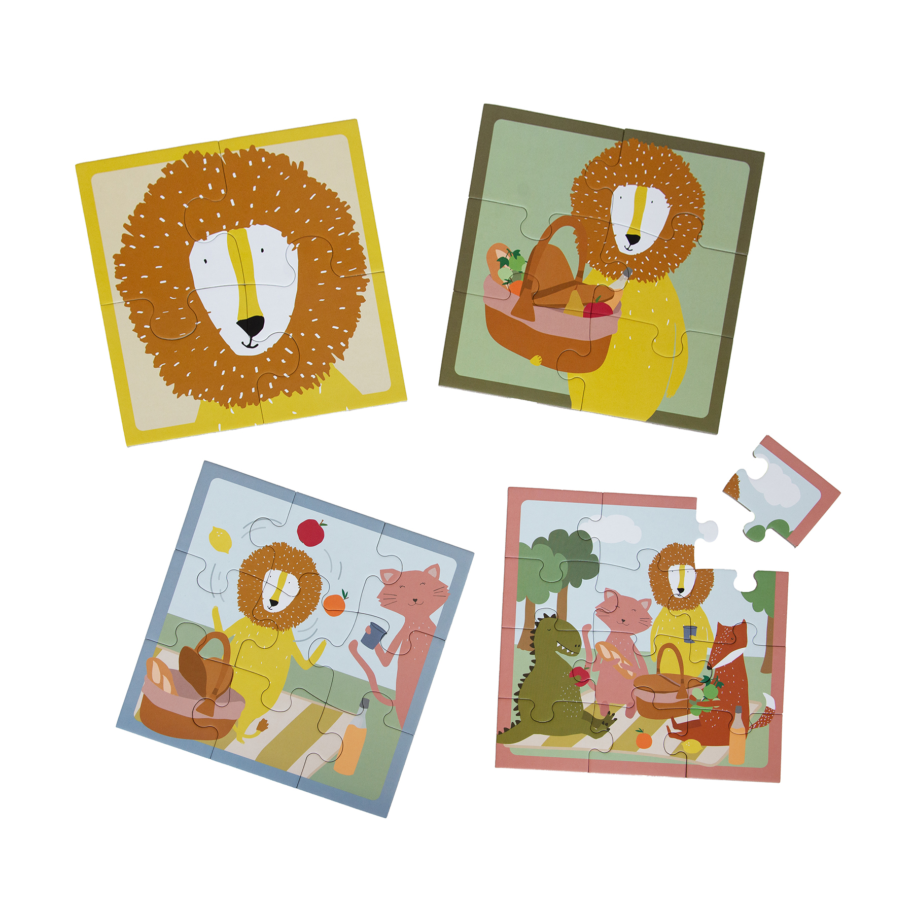 Puzzle box -  Animal picnic - 4 puzzles